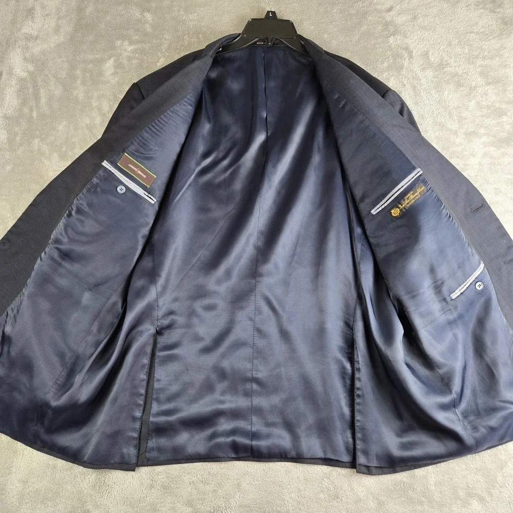 Vintage Joseph Abboud Loro Piana Blazer 48R Men Navy Blue Super 130s Wool Modern